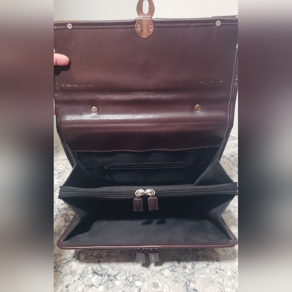 Western Croc Embossed Weaved Turnlock Briefcase Organizer Crossbody Purse - Picture 10 of 15